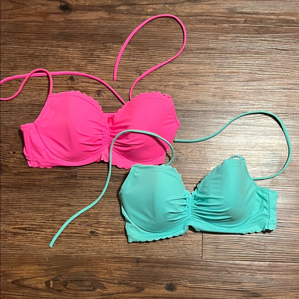PINK Victoria's Secret Pink and Teal Bikini Tops